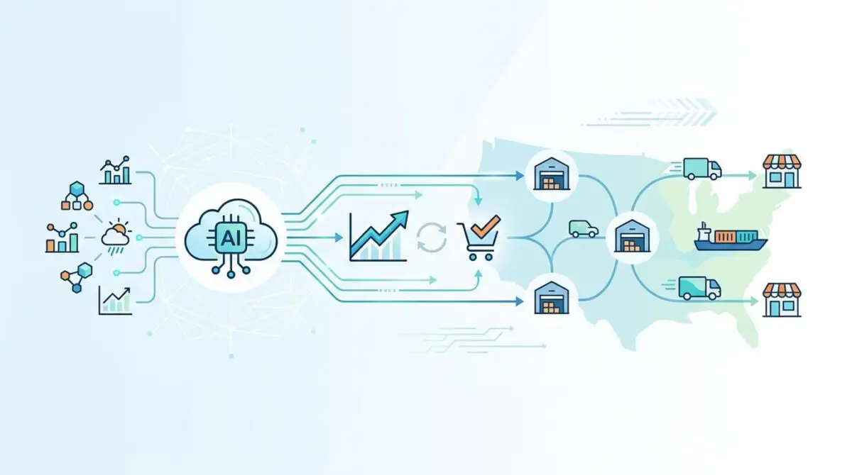 AI-powered system for automated regional supply chain reorders based on predictive data.