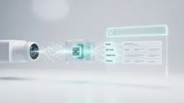Automated vision API generates WordPress metadata like alt text from uploaded images.