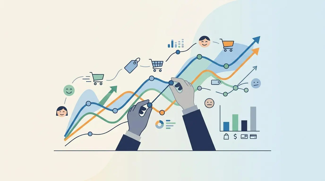 Professional analyzing consumer behavior and price charts for dynamic pricing strategies.