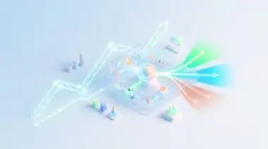 Abstract visualization of customer success platforms with churn prediction analytics and growth charts.