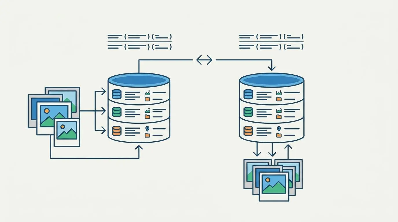 Databases enabling image EXIF metadata generation and schema parity.