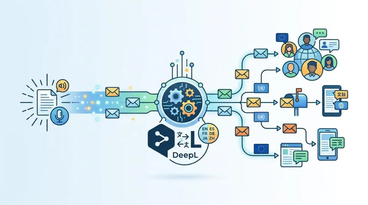 Automated multilingual outreach architecture using DeepL API for international link building.