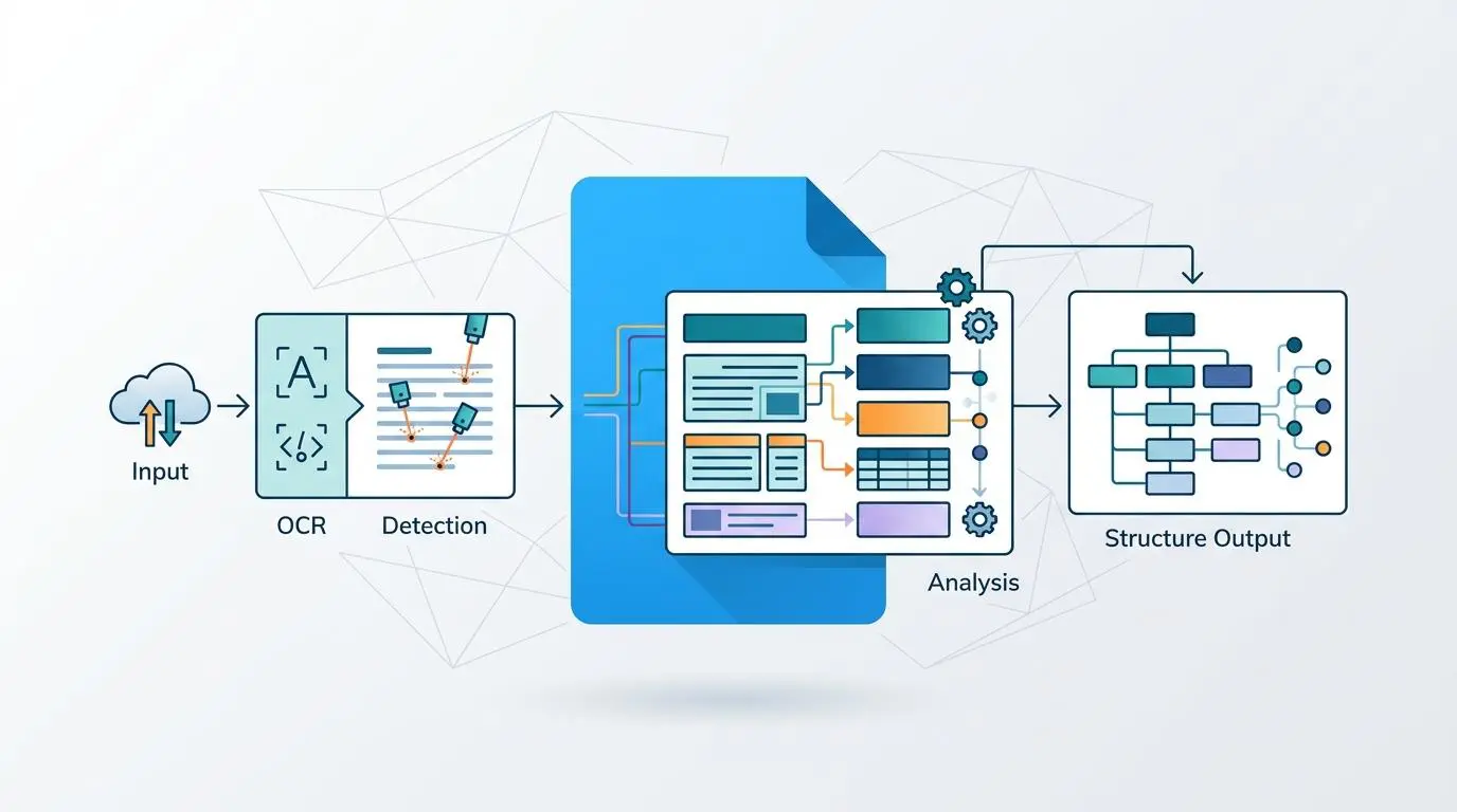 Diagram showing PDF text detection and analysis for unlinked brand mention automation.