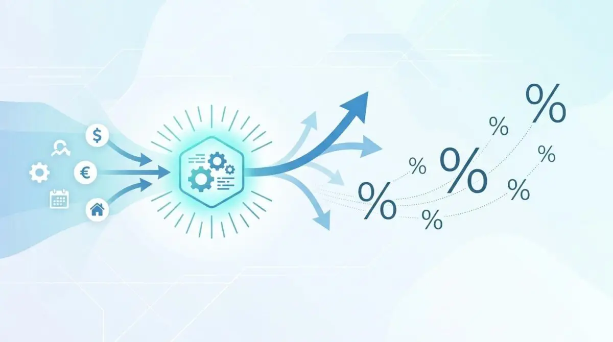 Automated engine processing financial data and adjusting dynamic interest rates.