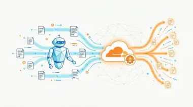 Abstract robot sending robots.txt files to a Cloudflare Worker for dynamic updating.