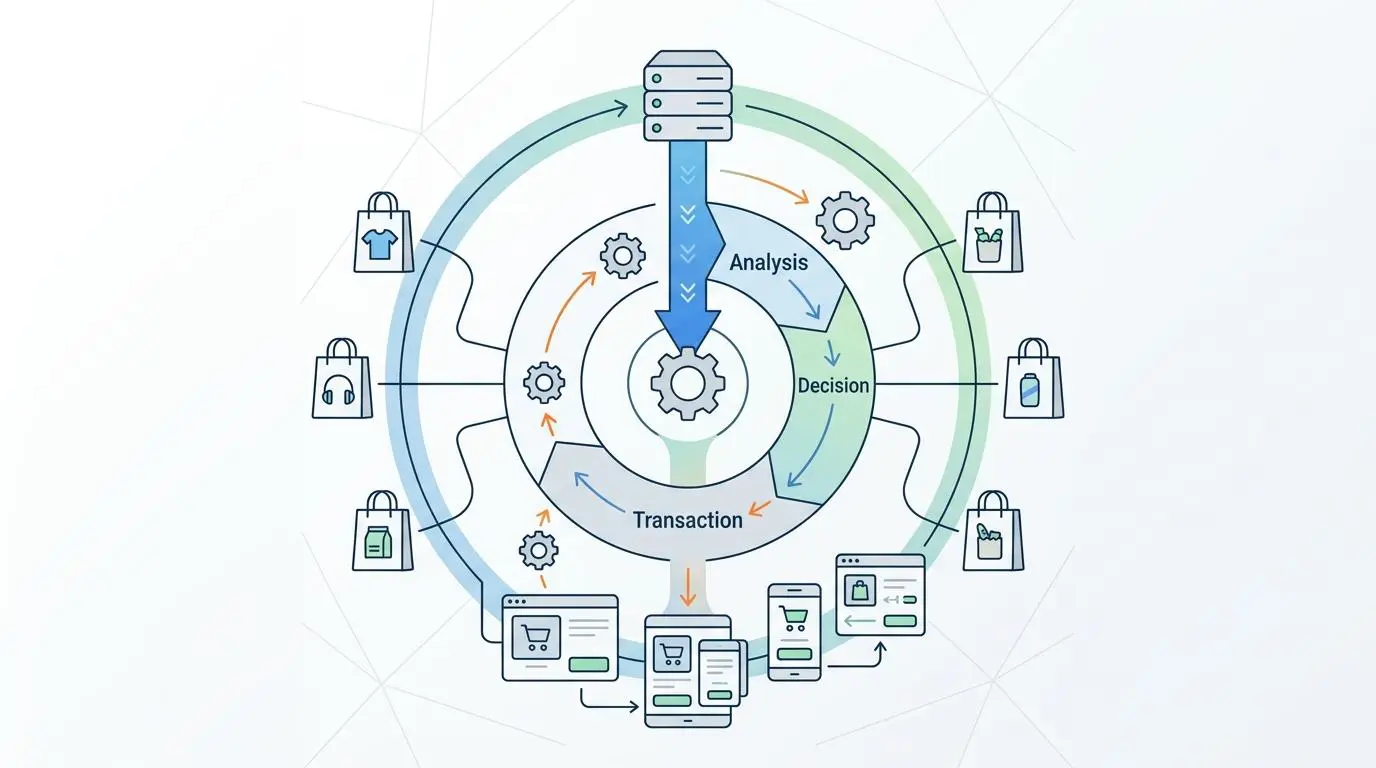 Autonomous agentic shopping software systems analyzing data for personalized e-commerce.