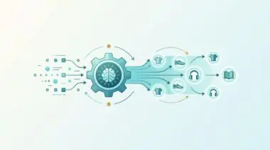 Automated predictive e-commerce personalization engines processing data to suggest products.