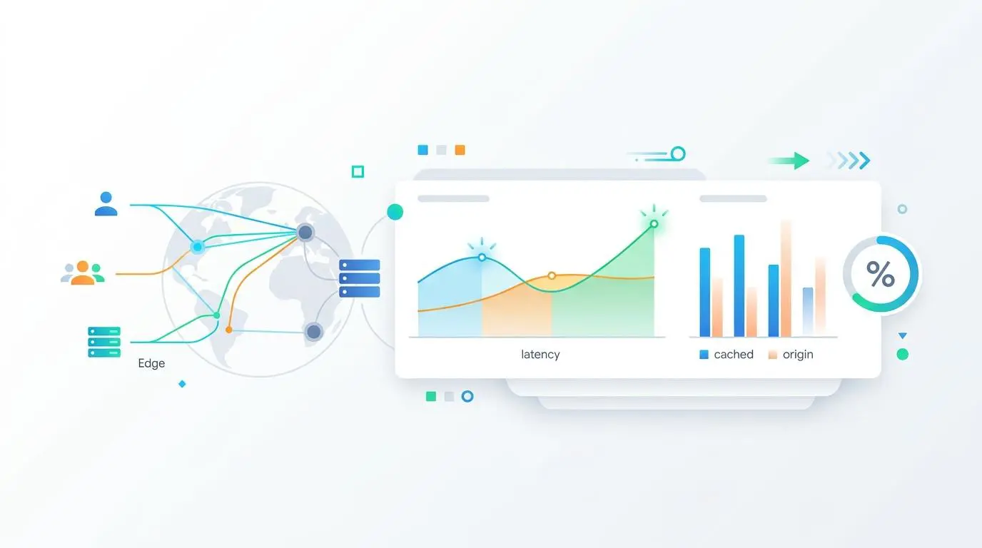 Dashboard showing edge cached content latency performance metrics, illustrating speed improvements. By Andres SEO Expert.