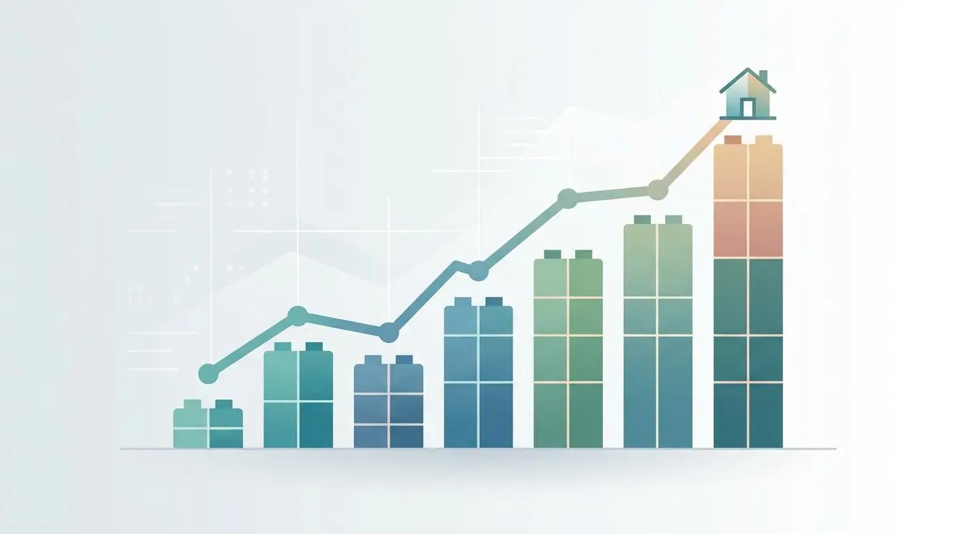 Digital graph illustrating fractional real estate investment growth and financial strategies for living situations.
