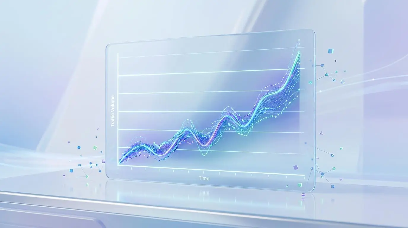 Data visualization graph showing increasing generative search traffic over time.