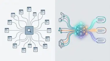 Generative engine visibility vs traditional search: Centralized linking versus decentralized network analysis.