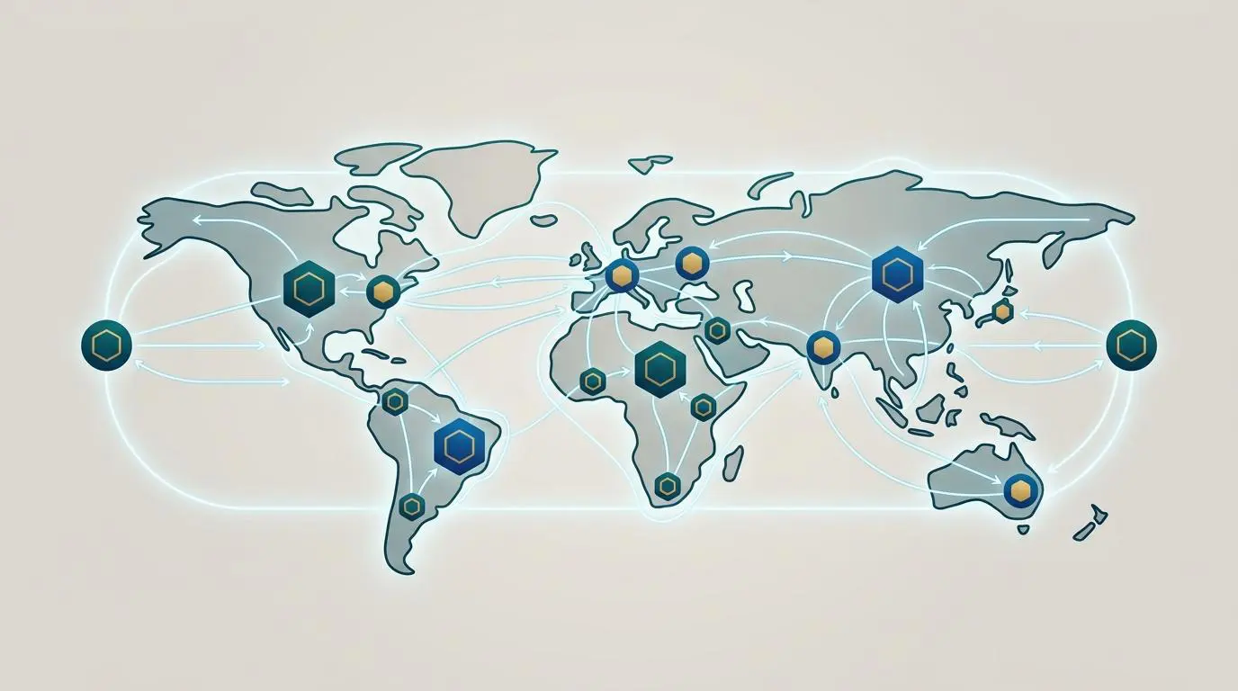 Global network map illustrating proprietary FinTech payment processing pathways. Hottest FinTech Unicorns.