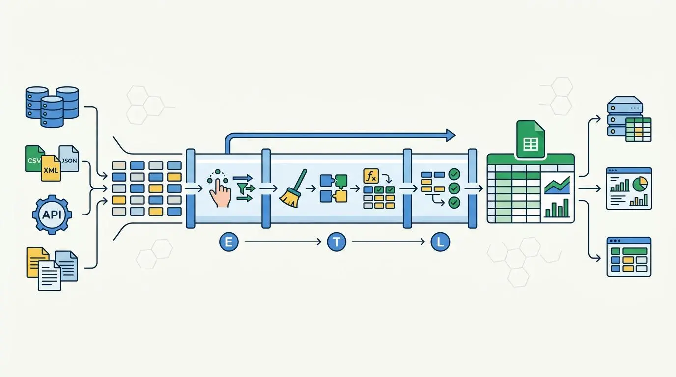 ETL pipeline showing data transformation into Google Sheets for Lemlist campaign tracking.