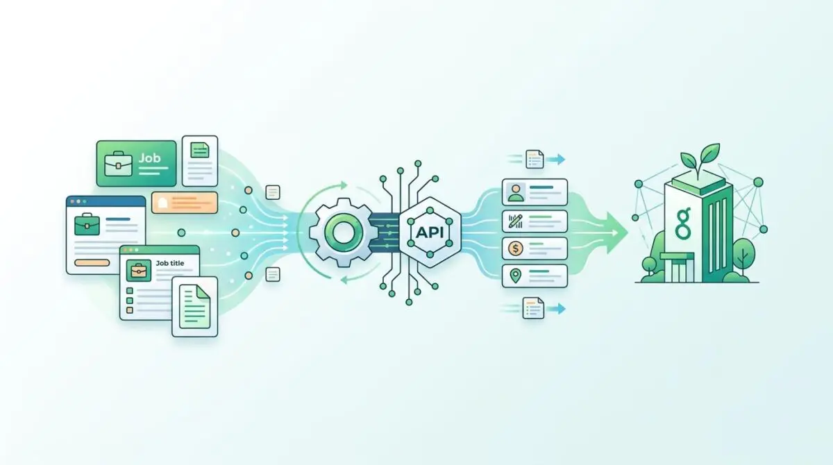 Automated job board extraction via Greenhouse API workflow visualization.