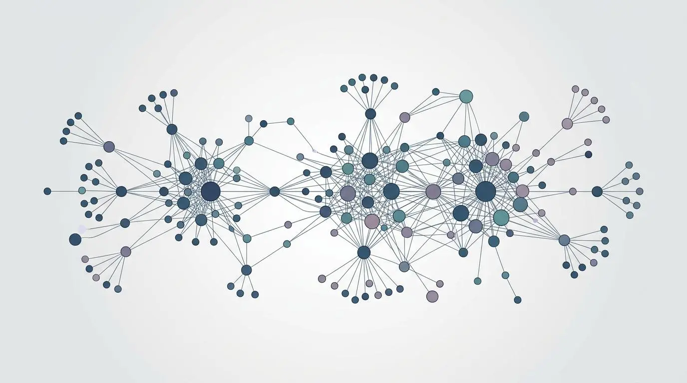 Conceptual visualization of high contextual density data nodes connected by lines, illustrating the importance of semantic context in GEO.