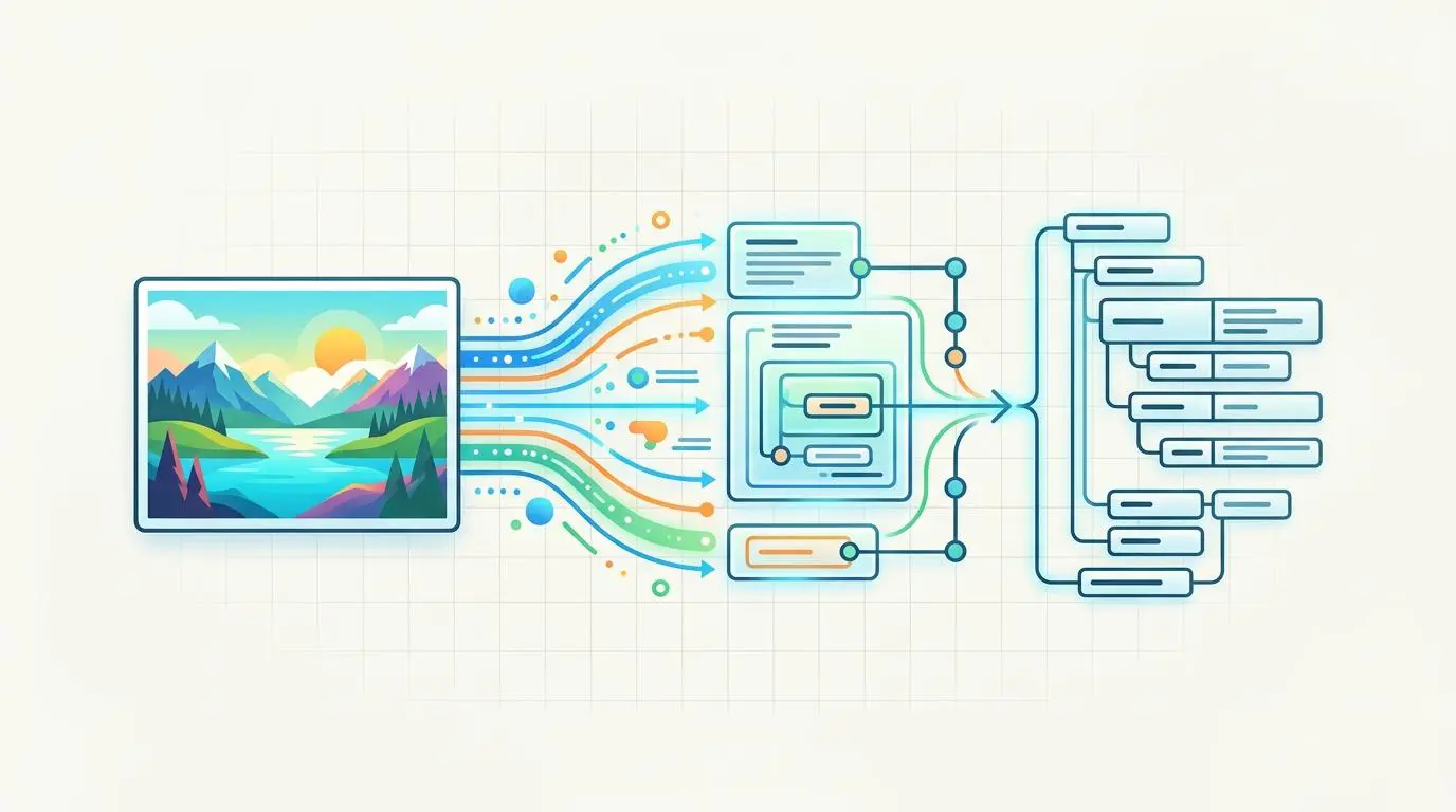 Diagram showing image data processing for GPT-4o vision API and WordPress SEO.