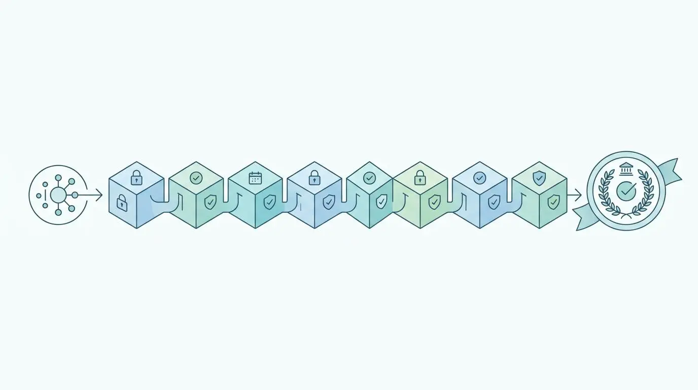 Immutable audit trail blocks securing data for automated interest rate adjustments and regulatory compliance.