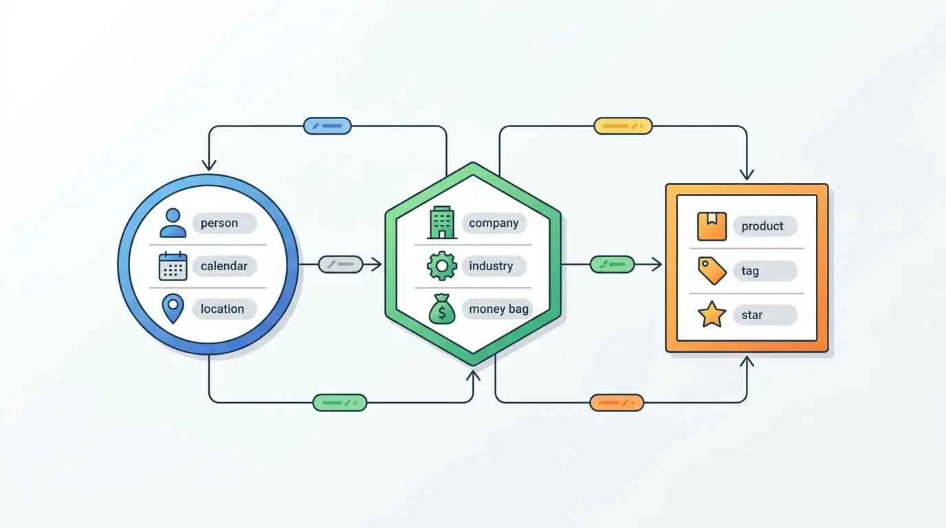 Schema entity relationship properties for knowledge graphs, crucial for AI Overviews.