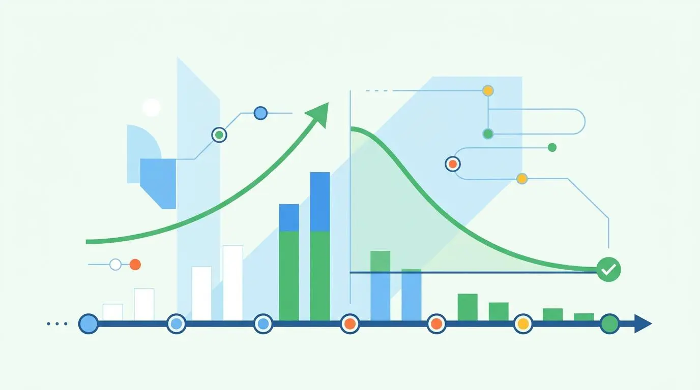 Chart visualizing LCP performance improvement with data points and upward trending metrics.