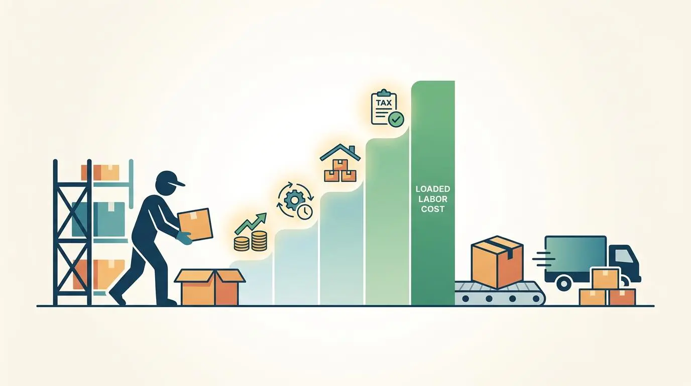 Visual representation of increasing loaded labor costs in fulfillment for automated birthday card deliveries.
