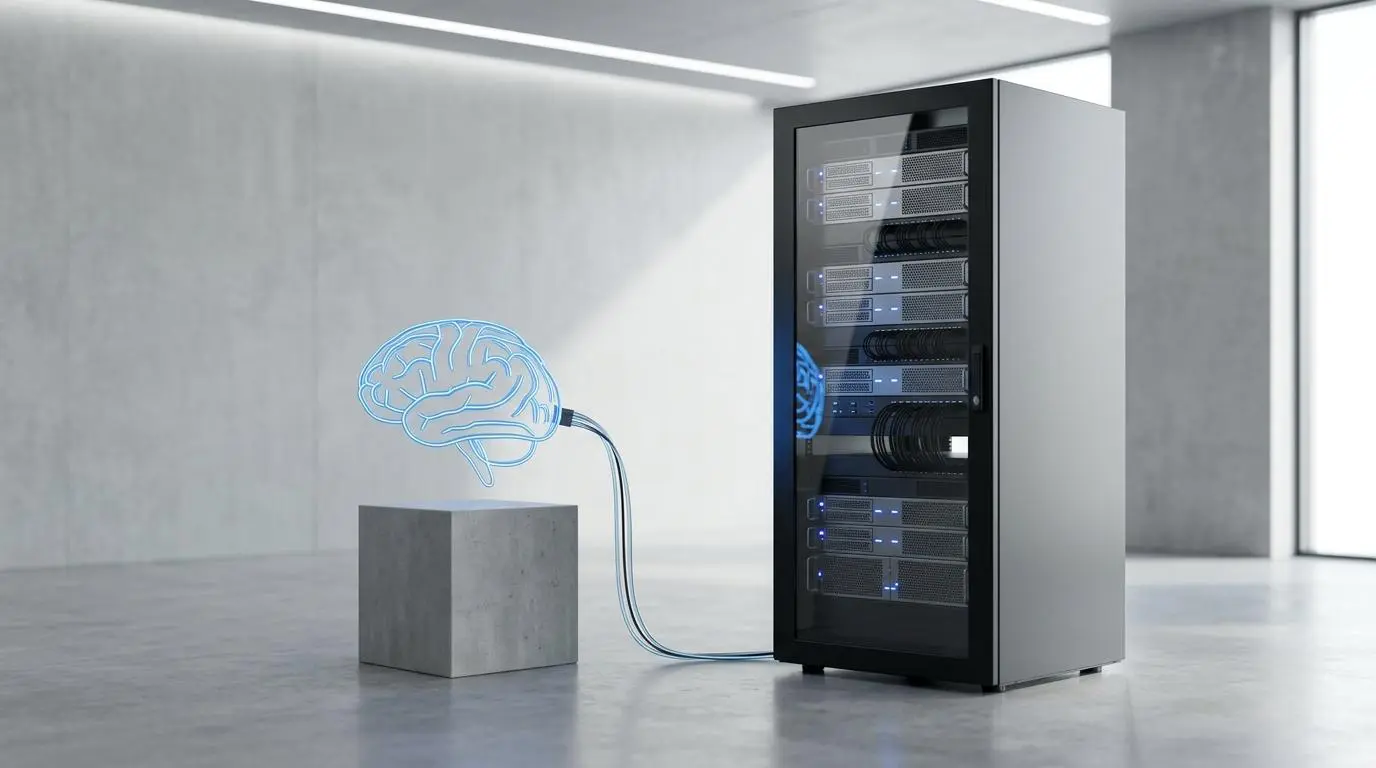 Local server cluster hosting AI model, symbolizing Meta FAIR Open Source Strategy implementation.