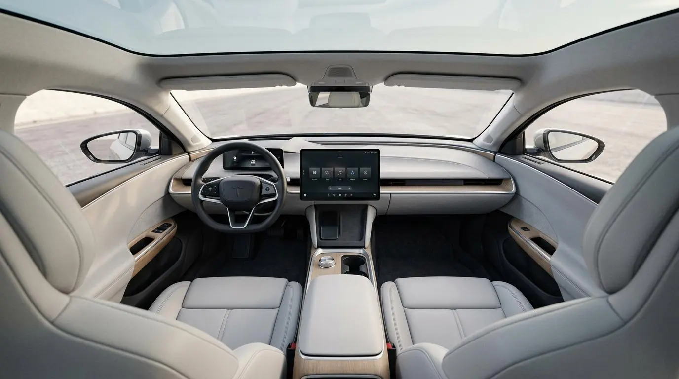 Minimalist interior of a luxury electric supercar, highlighting advanced tech. The Rise of Electric Supercars Among the Wealthy.