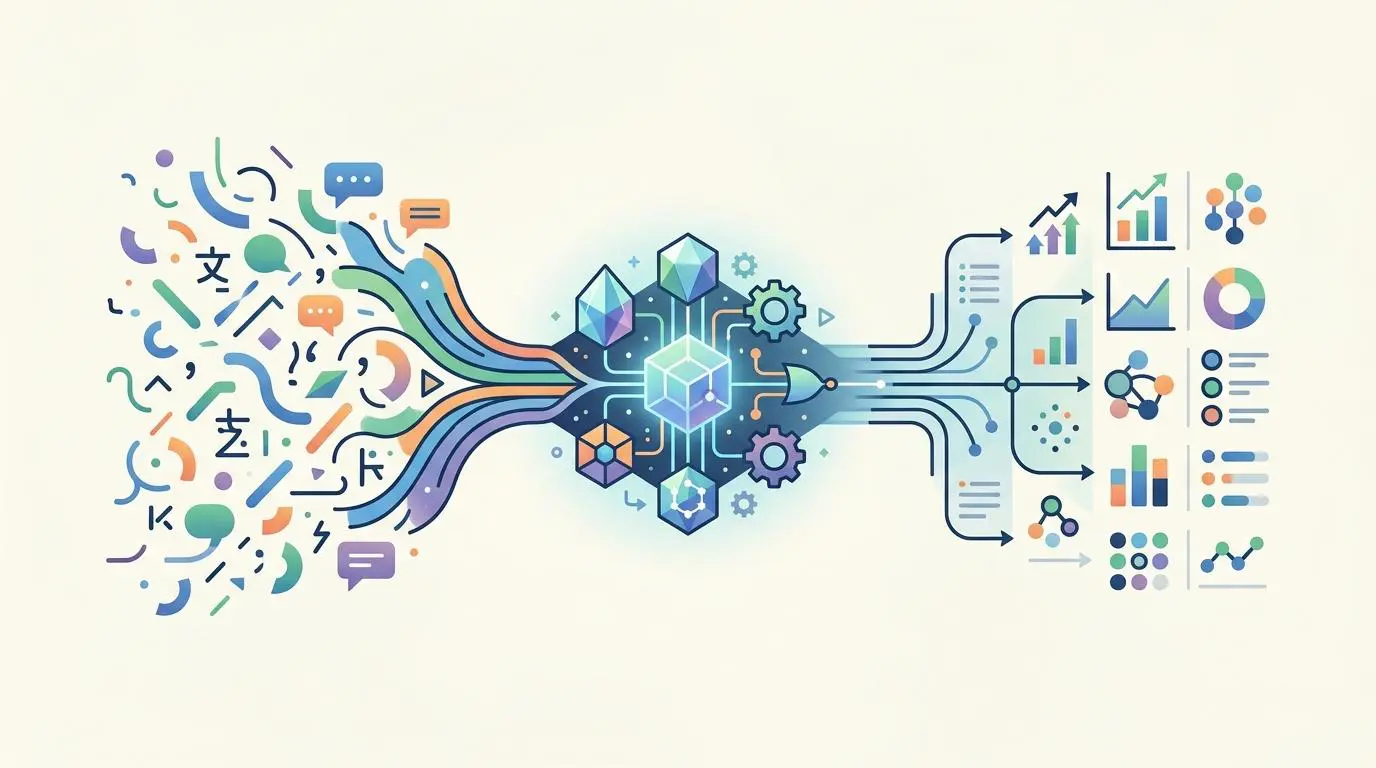 Abstract representation of Natural Language Understanding engines processing data for advanced threat protection in email.