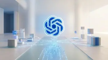 Integrated OpenAI Ecosystem for Enterprise Agentic Framework with glowing logo and connected nodes.
