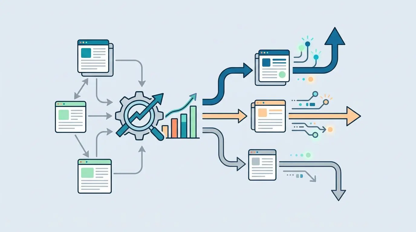 PageRank sculpting system with conversion index, routing traffic to high-converting landing pages.