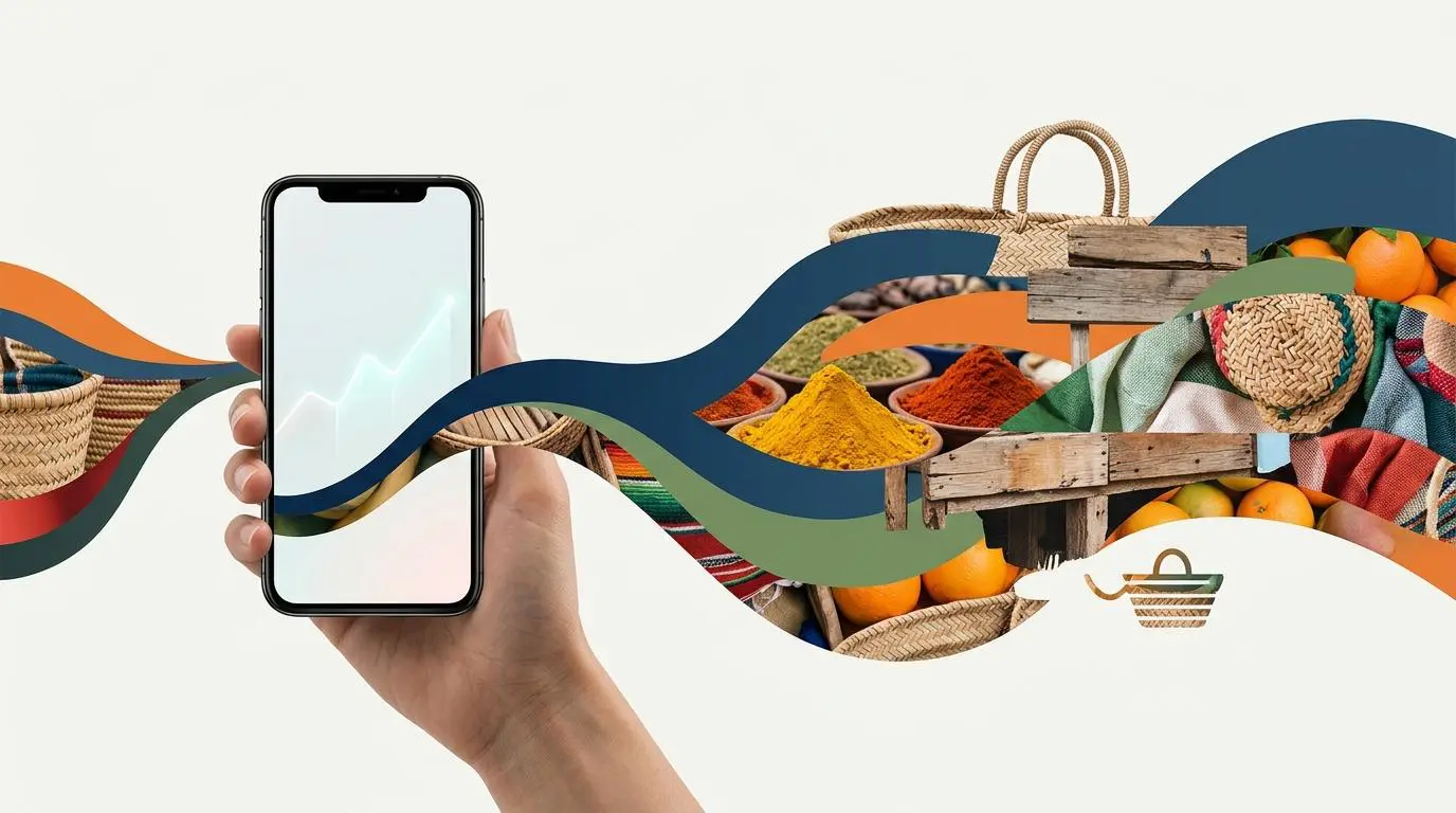 Hand holding phone showing growth graph, symbolizing building a personal brand like a billionaire through market insights.