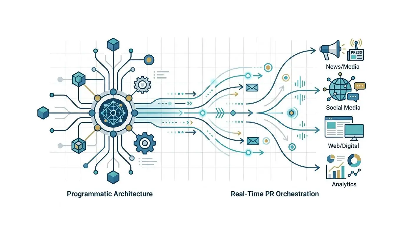 Programmatic architecture for real-time PR orchestration detecting competitor campaigns for link building.