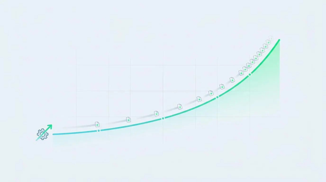 Chart showing increased velocity of programmatic IPTC metadata generation.