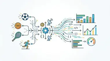 Sports team statistics generated programmatically via API integrations, showing data flow to charts.