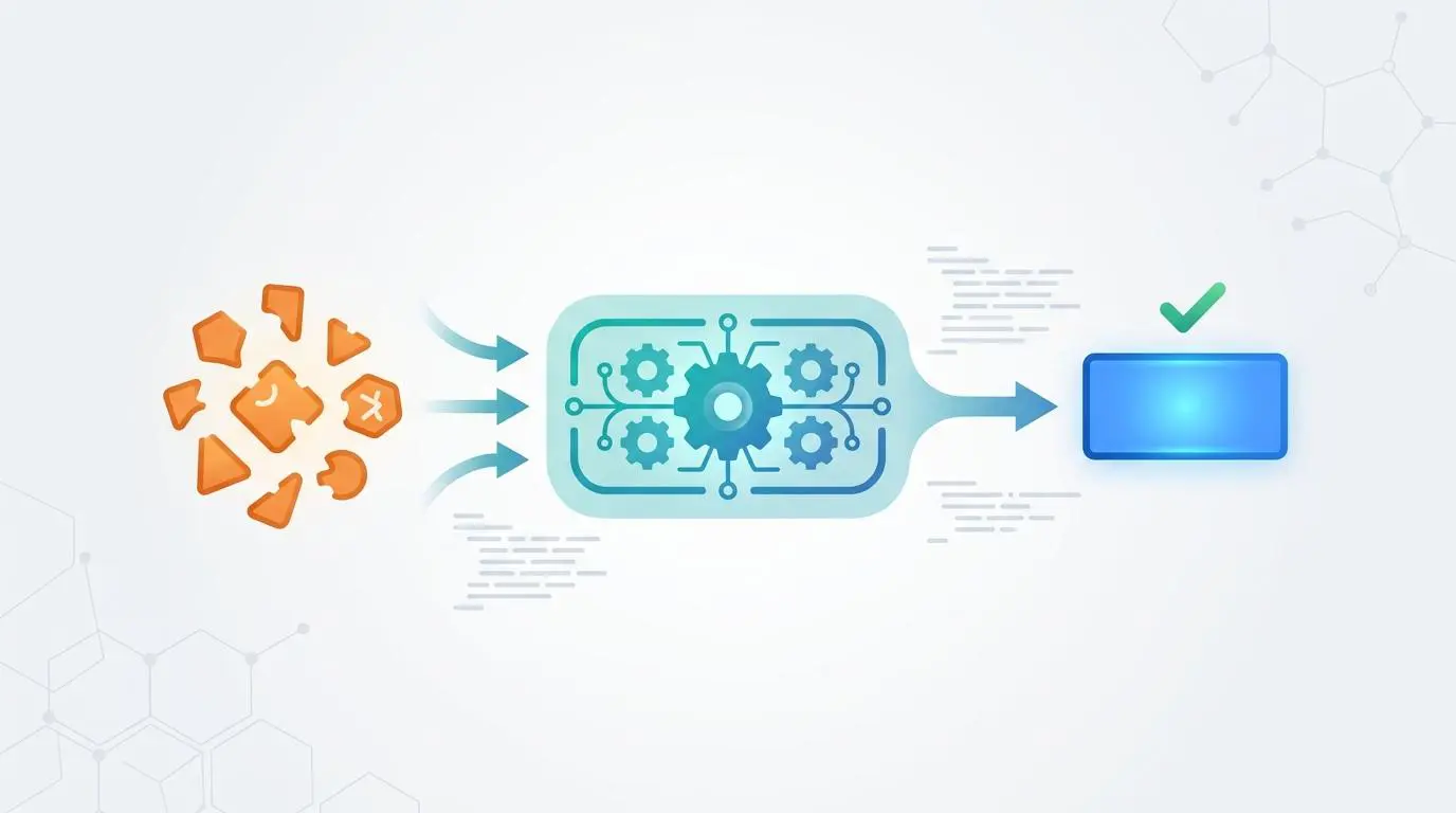 Programmatic token mapping process for cryptocurrency, showing data inputs resolving to a verified output.