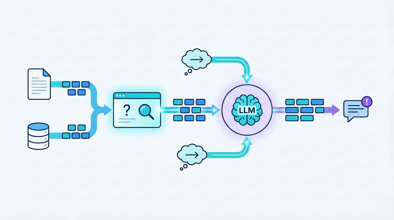 Retrieval Augmented Generation pipeline showing data input to LLM for comparing SEO and GEO.