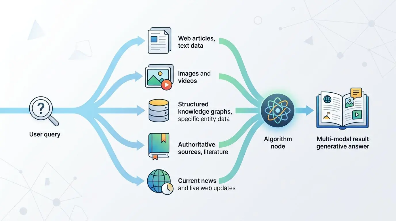 User query fan out to diverse data sources for RAG in GEO.