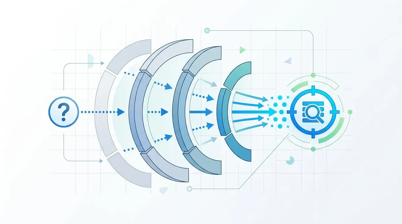 AI RAG accuracy metrics showing query penetration converging on a target.