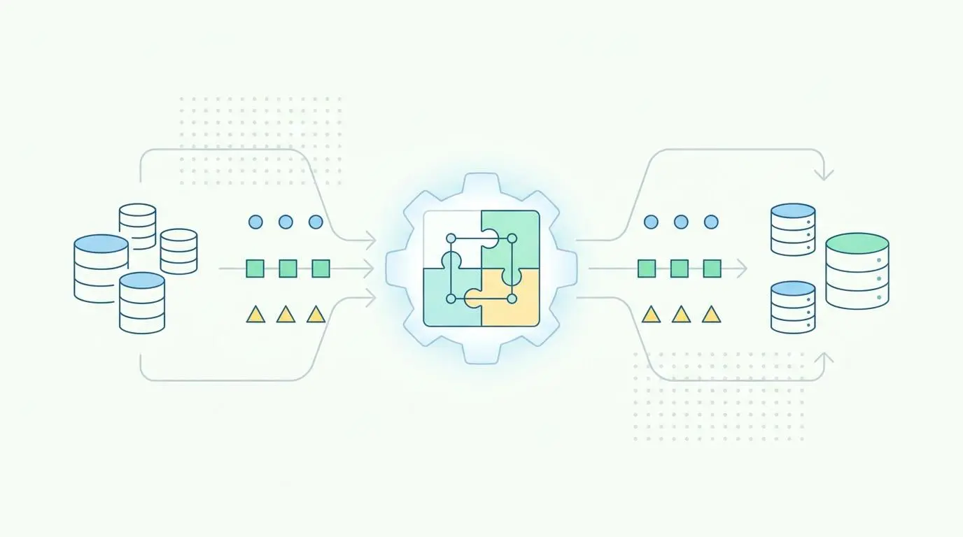 Illustration of multi-location sales data consolidating into Snowflake for BI dashboards.