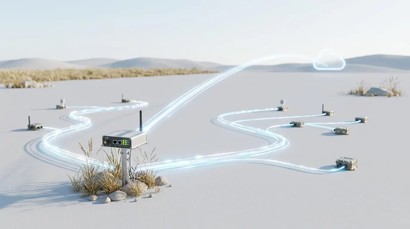 Farm equipment tracking devices connect wirelessly to a central hub for real-time location and fuel level optimization.