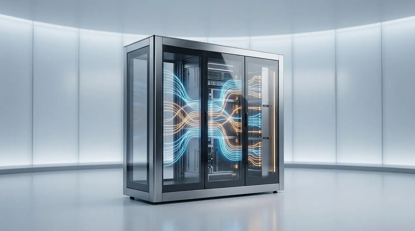 NVIDIA Blackwell GPU Architecture: Unified server rack acting as a central reasoning engine.