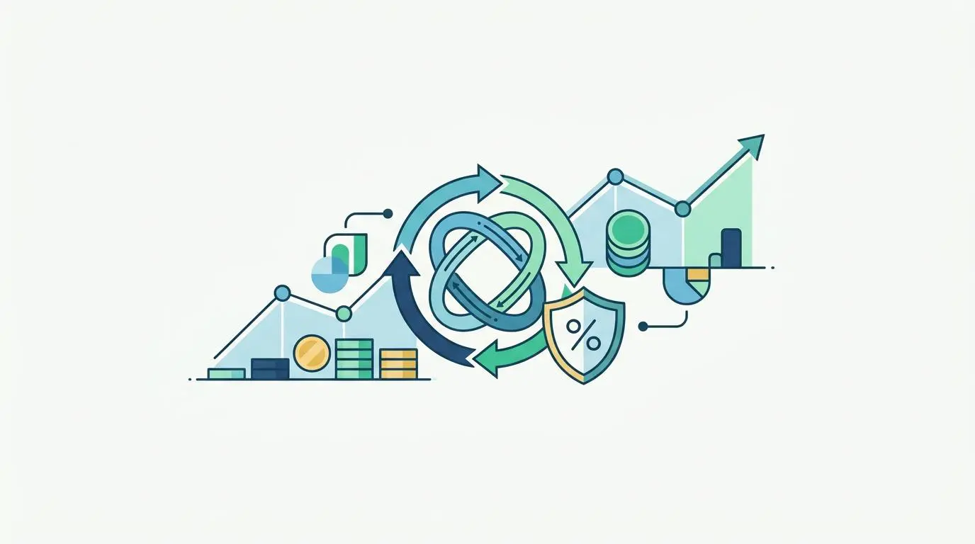 Abstract graphic showing portfolio rebalancing and tax optimization for the future of robo-advisors.