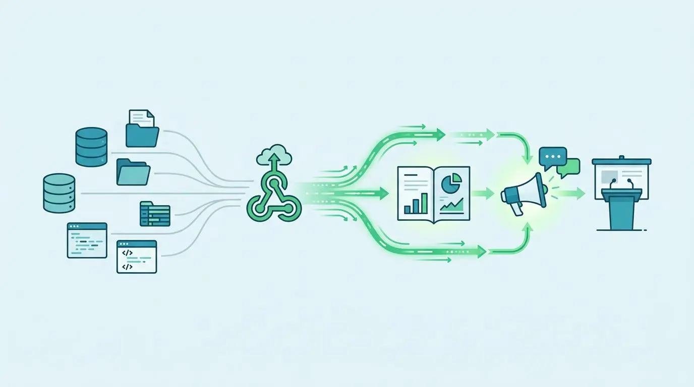 Semantic webhooks powering reactive pitch workflows from data to presentation.