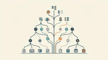 Abstract diagram showing a hierarchy of icons representing structured data for AI search engines.