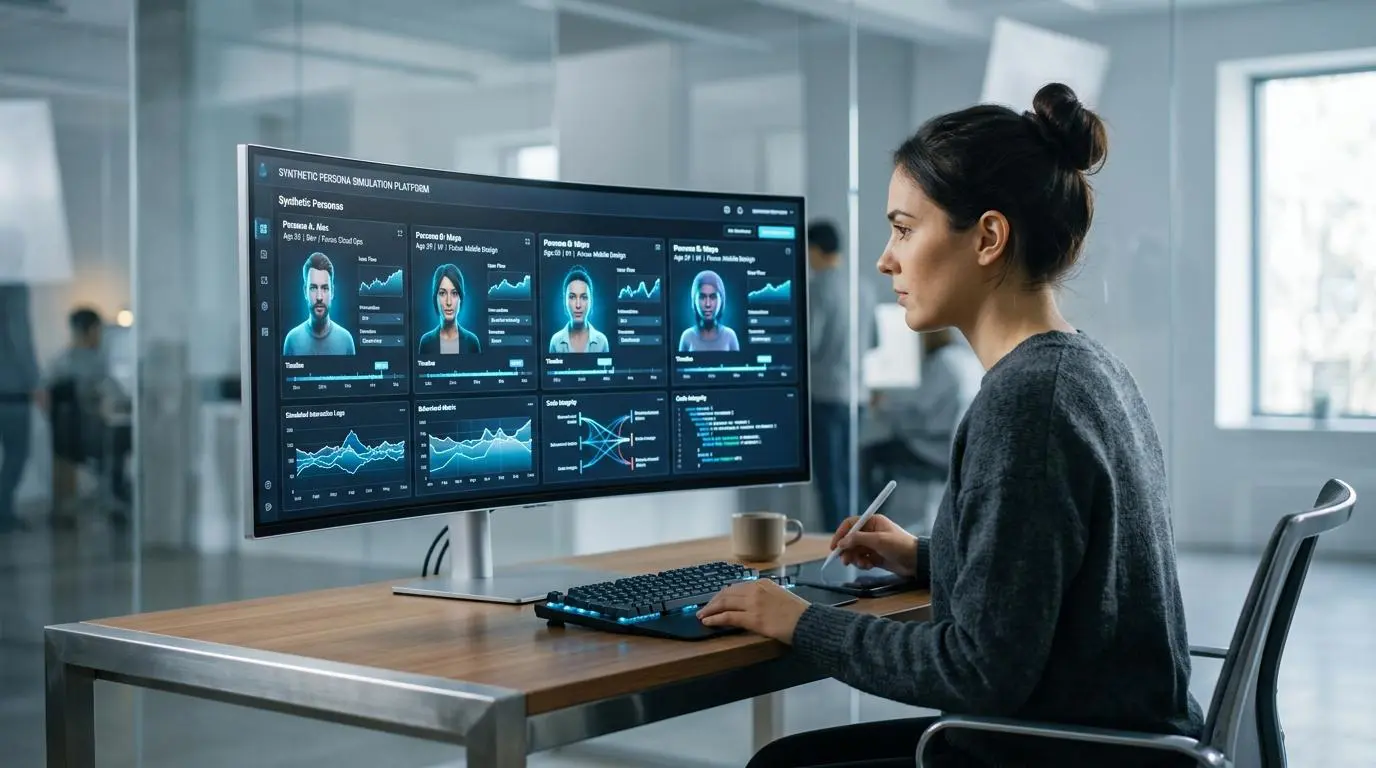 Software engineers using synthetic persona simulation for future CX management.