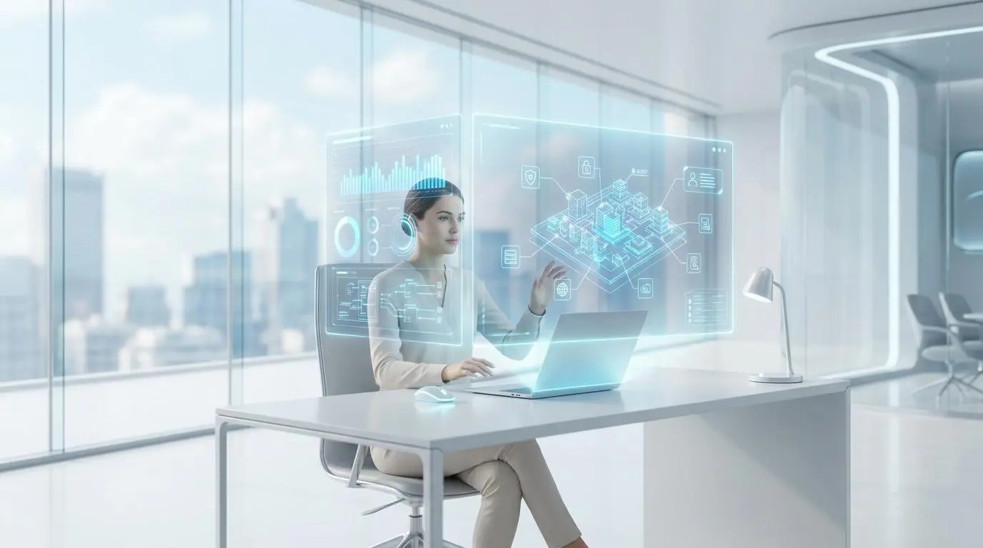 Professional auditing tech security in a modern office, analyzing data for ethical micro-targeting.
