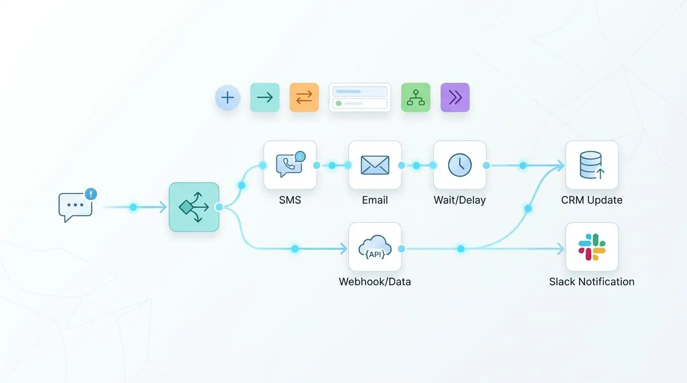 Low-code visual workflow for automated WhatsApp abandoned cart recovery sequences.
