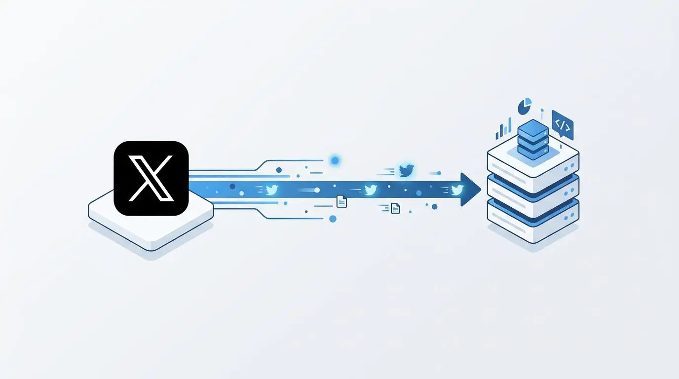 X API v2 endpoint extracts tweet data and sends it to a database for automated outreach personalization.