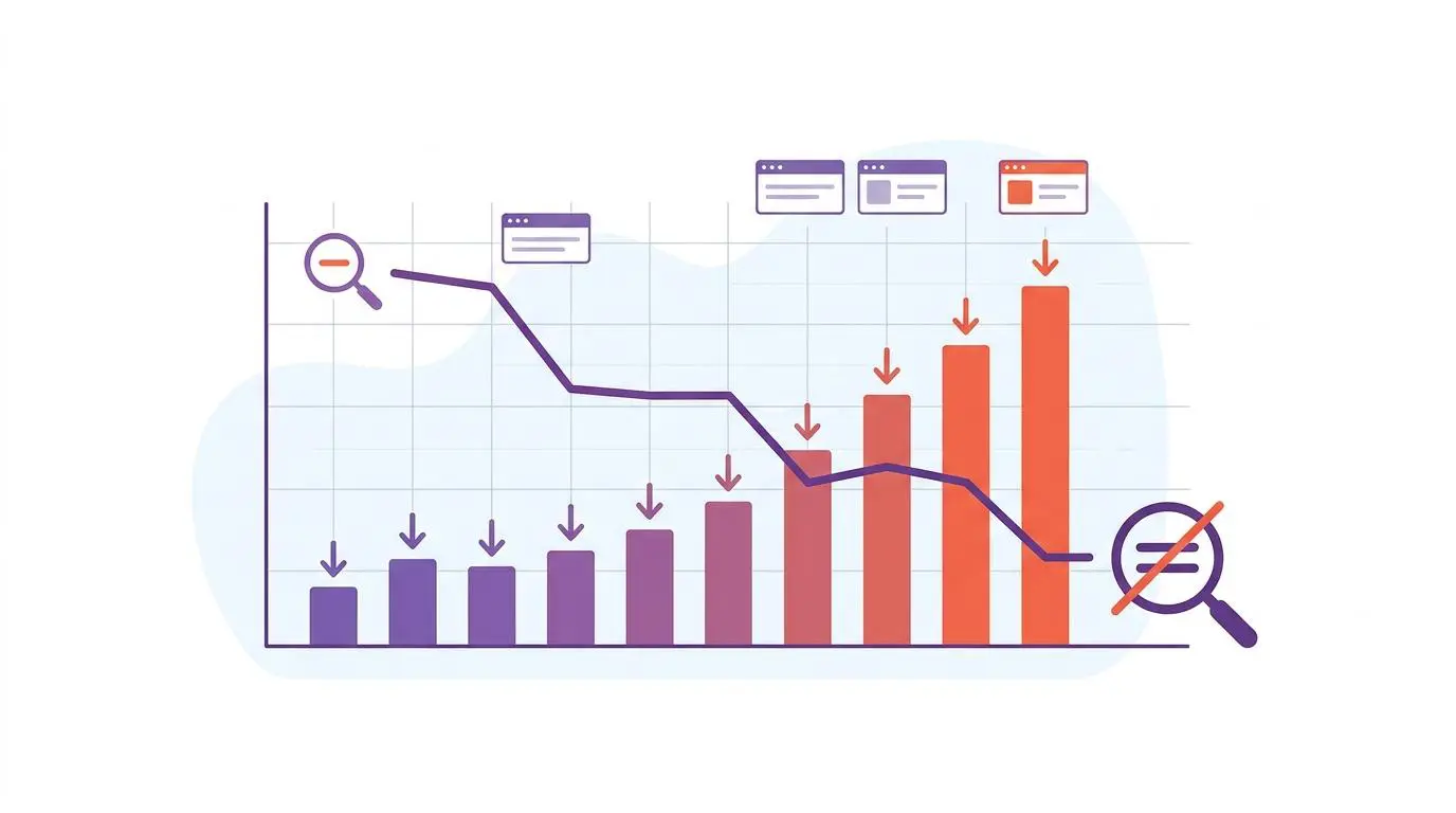 Chart illustrating the rise of zero-click searches and their negative impact on website traffic.