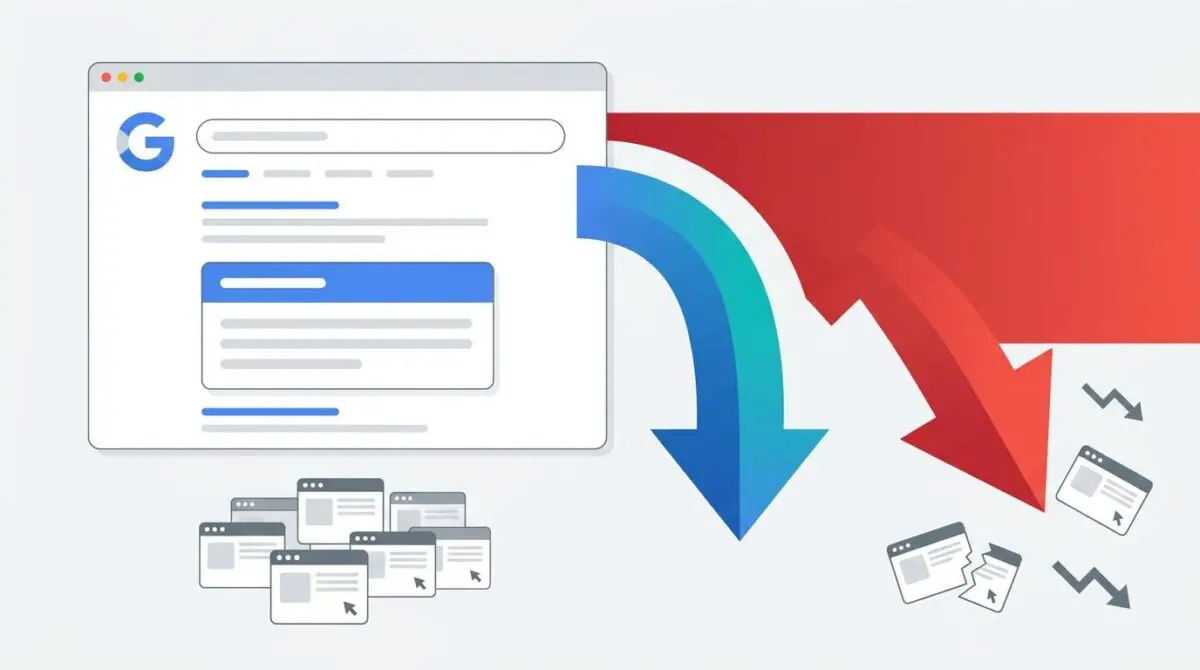 Google search results page illustrating declining website traffic due to zero-click searches.