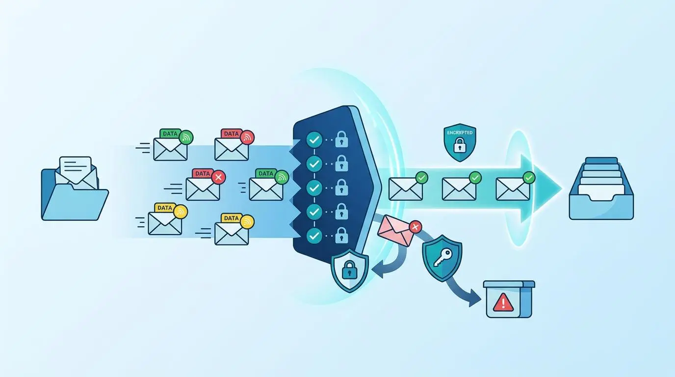 Zero Trust Protocol enforcement for email, blocking threats and ensuring secure data delivery.
